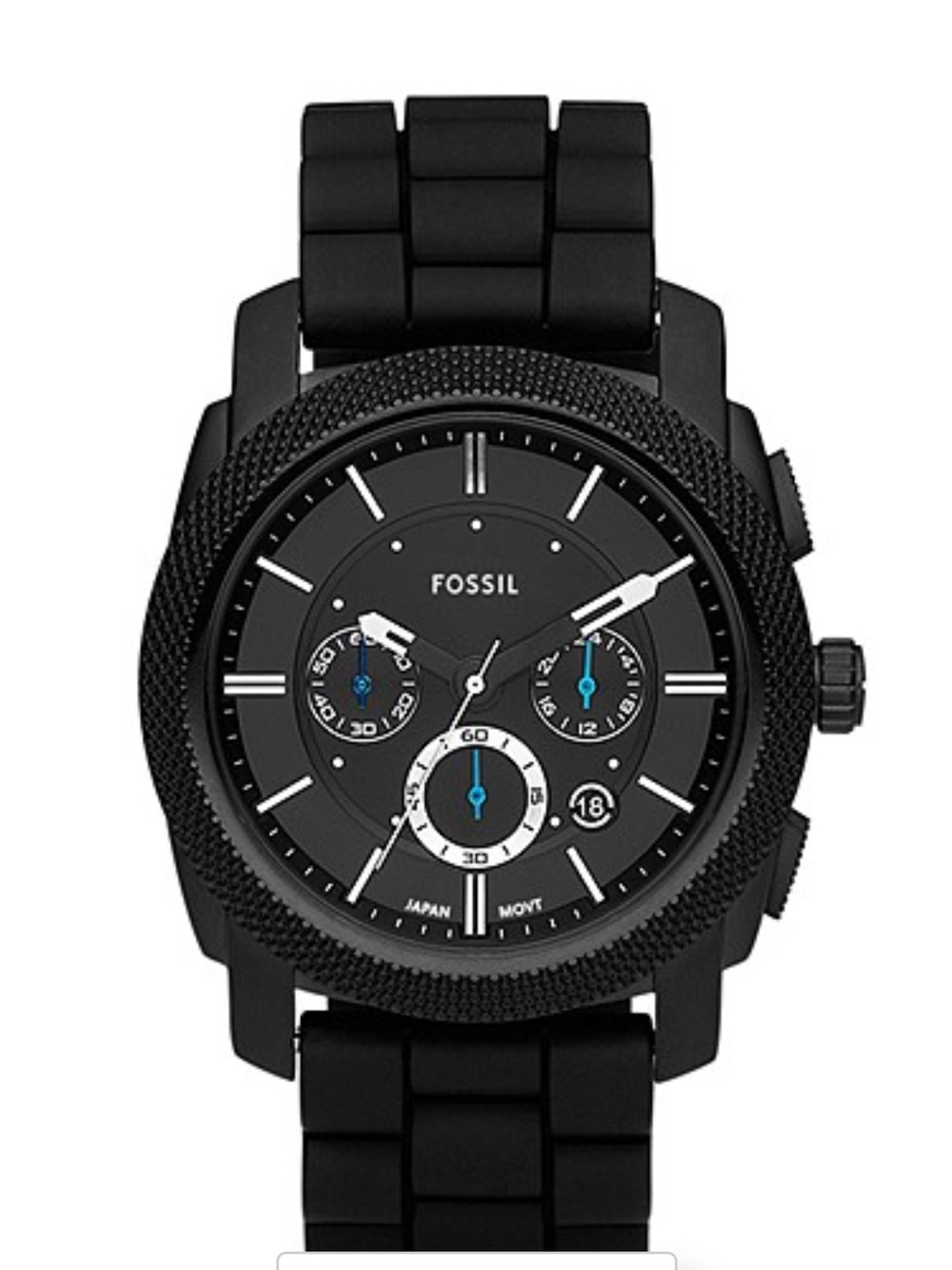 Fossil Men's Black Chronograph Silicone Strap Watch